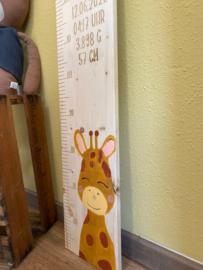 Handbemalte, Gravierte & Personalisierte Messlatte für Kinder aus Holz